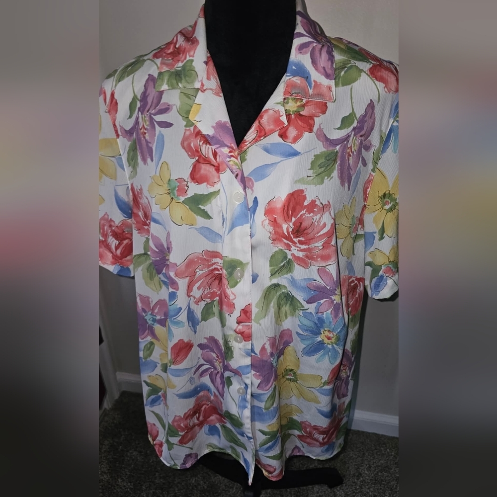 Alfred Dunner Womens 16W Button Up Blouse Shirt